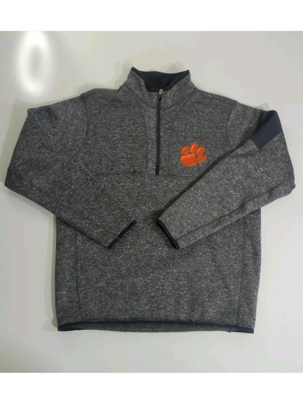 Clemson Tigers Quarter Zip Pullover by Antigua Gray Men's Size Large